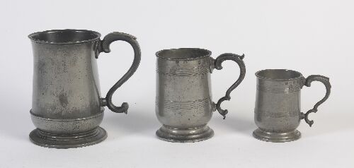 Appraisal: Seven matched sets of three tankards various shapes