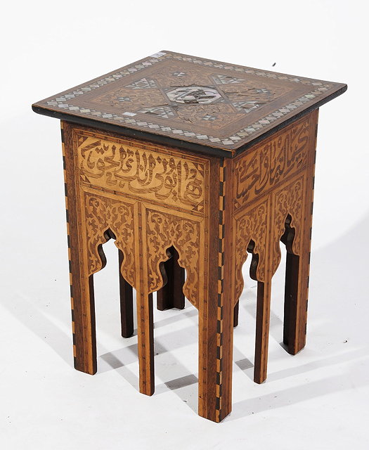 Appraisal: A SYRIAN DAMASCUS SQUARE OCCASIONAL TABLE with mother of pearl