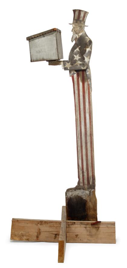 Appraisal: Painted wooden figural mailbox of Uncle Sam th century