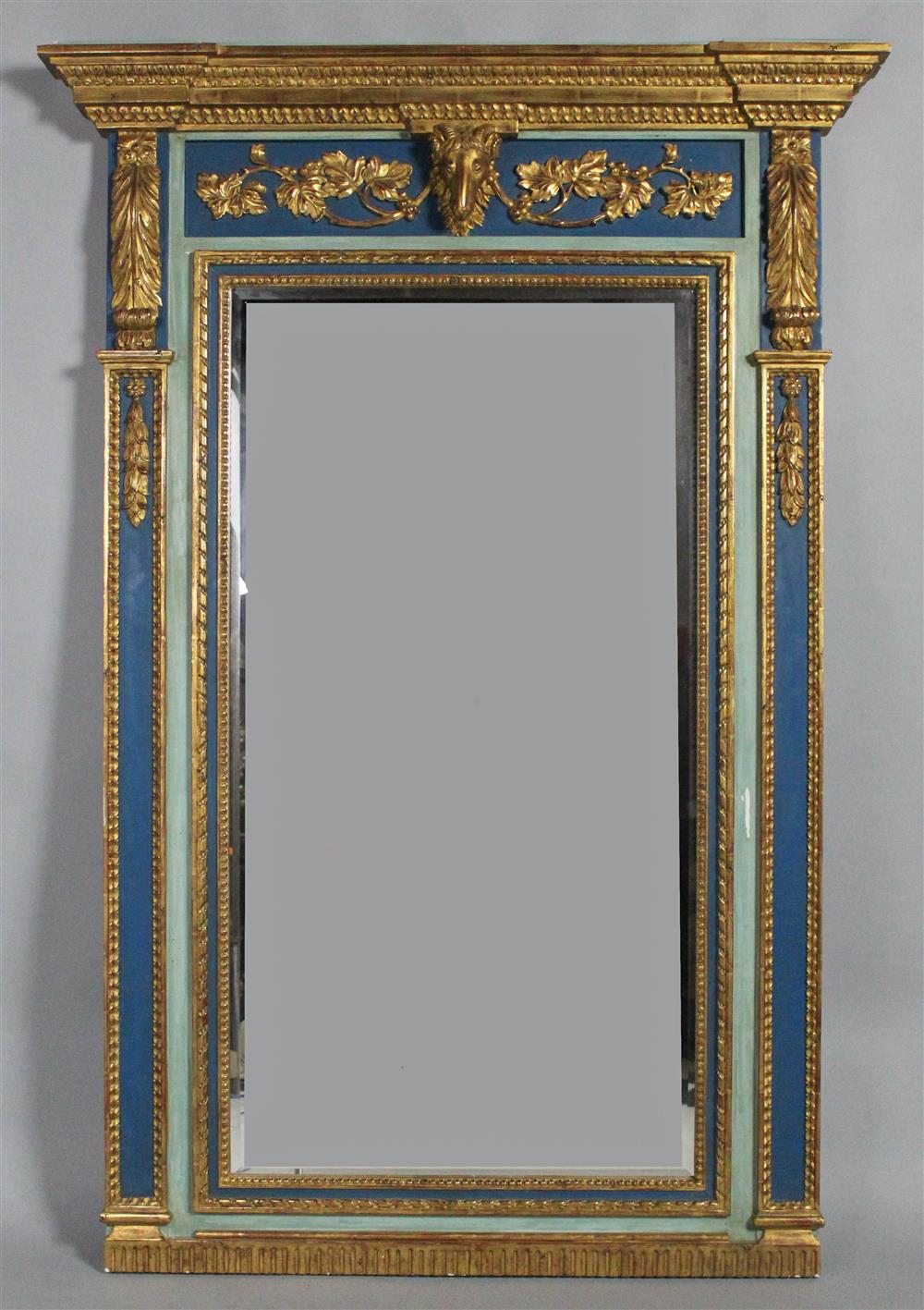 Appraisal: LOUIS XVI PARCEL GILT BLUE PAINTED TRUMEAU h w in