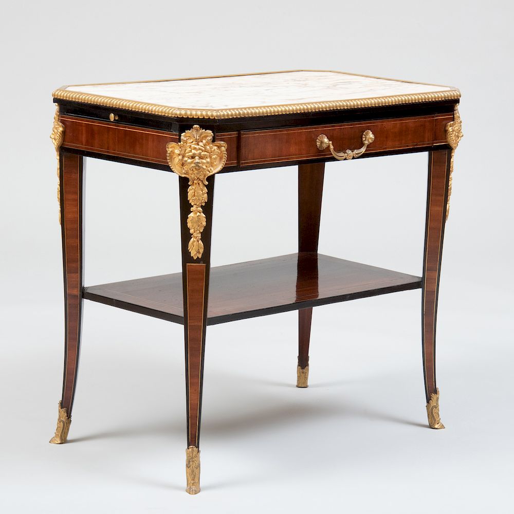 Appraisal: Napoleon III Ormolu and Brass-Mounted Mahogany and Ebonized Side Table