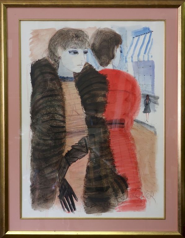 Appraisal: Charles Levier Watercolor of Two Women Charles Levier America France