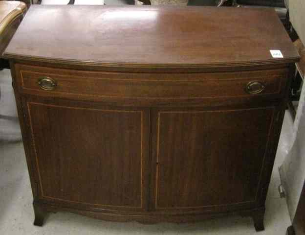 Appraisal: FEDERAL STYLE MAHOGANY BOW-FRONT SILVERWARE CABINET Williams-Kimp Furniture Co Grand