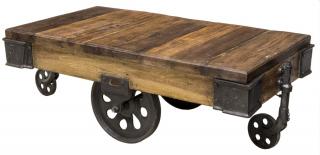 Appraisal: RAILROAD FACTORY IRON TEAKWOOD CART Railroad or factory cart suitable