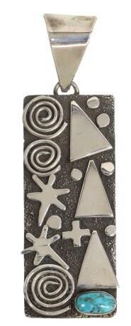 Appraisal: Native American sterling silver petroglyph pendant signed Alex Sanchez Navajo