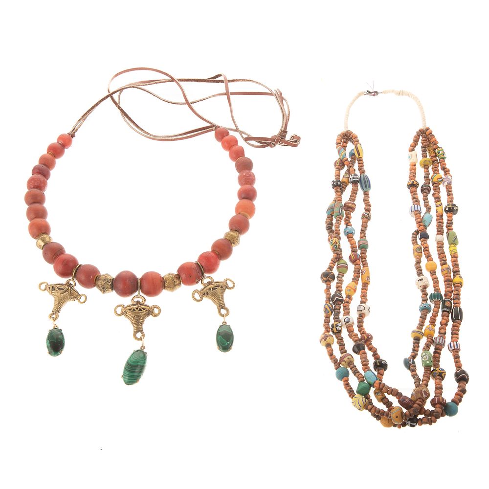 Appraisal: A Pair of African Beaded Necklaces beaded necklace featuring Shanti