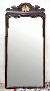 Appraisal: George II style parcel gilt and walnut wall mirror George