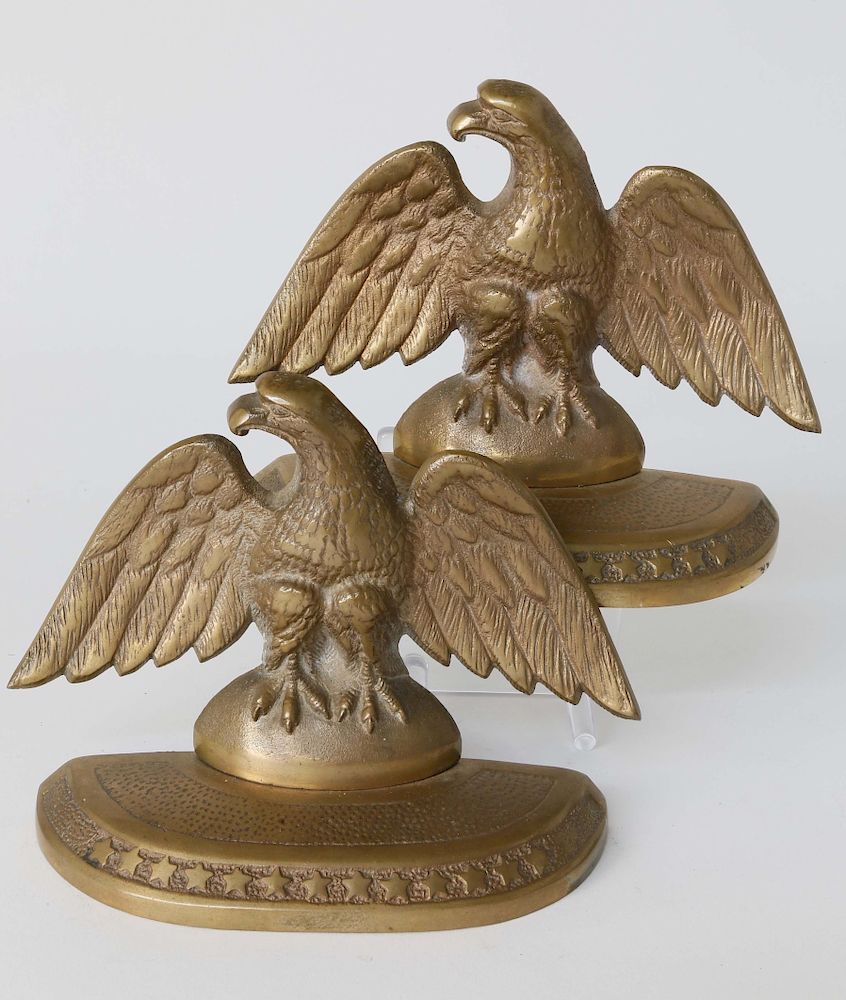 Appraisal: Pair of Vintage Bronze Spread Winged Eagle Bookends Pair of