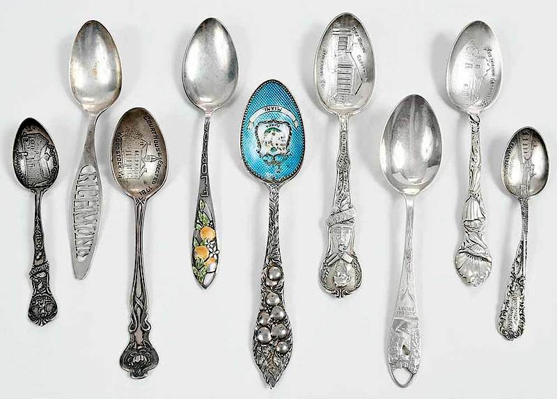 Appraisal: Souvenir Spoons mostly Southern one with enamel some Native American