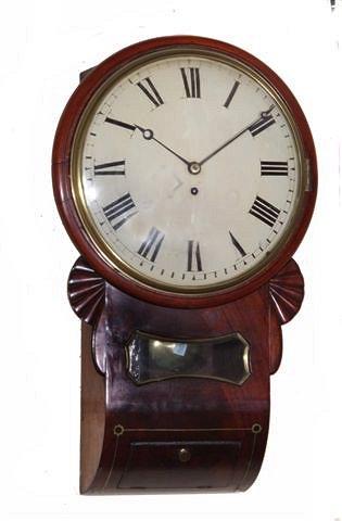 Appraisal: A MID TH CENTURY MAHOGANY DROP DIAL WALL CLOCK having