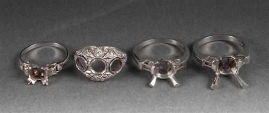 Appraisal: Group of platinum and diamond ring settings grams total Estimate