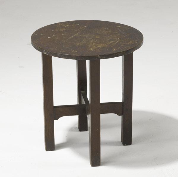 Appraisal: GUSTAV STICKLEY Tabouret with cloud-lift stretchers Remains of paper tag