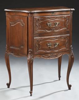 Appraisal: Unusual French Louis XV Style Carved Walnut Bombe Jewelry Cabinet