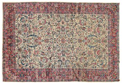 Appraisal: Kerman rug repeating floral designs on ivory field ft in