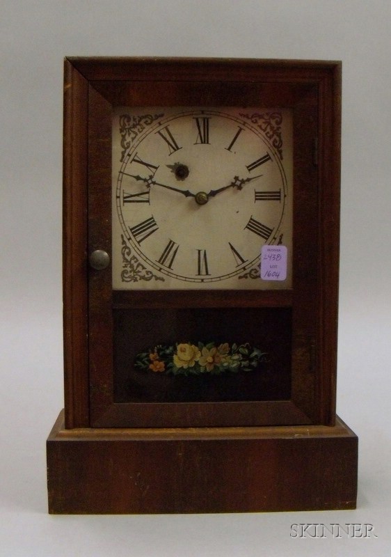 Appraisal: Mahogany Veneered Cottage Shelf Clock by Waterbury Clock Company Waterbury