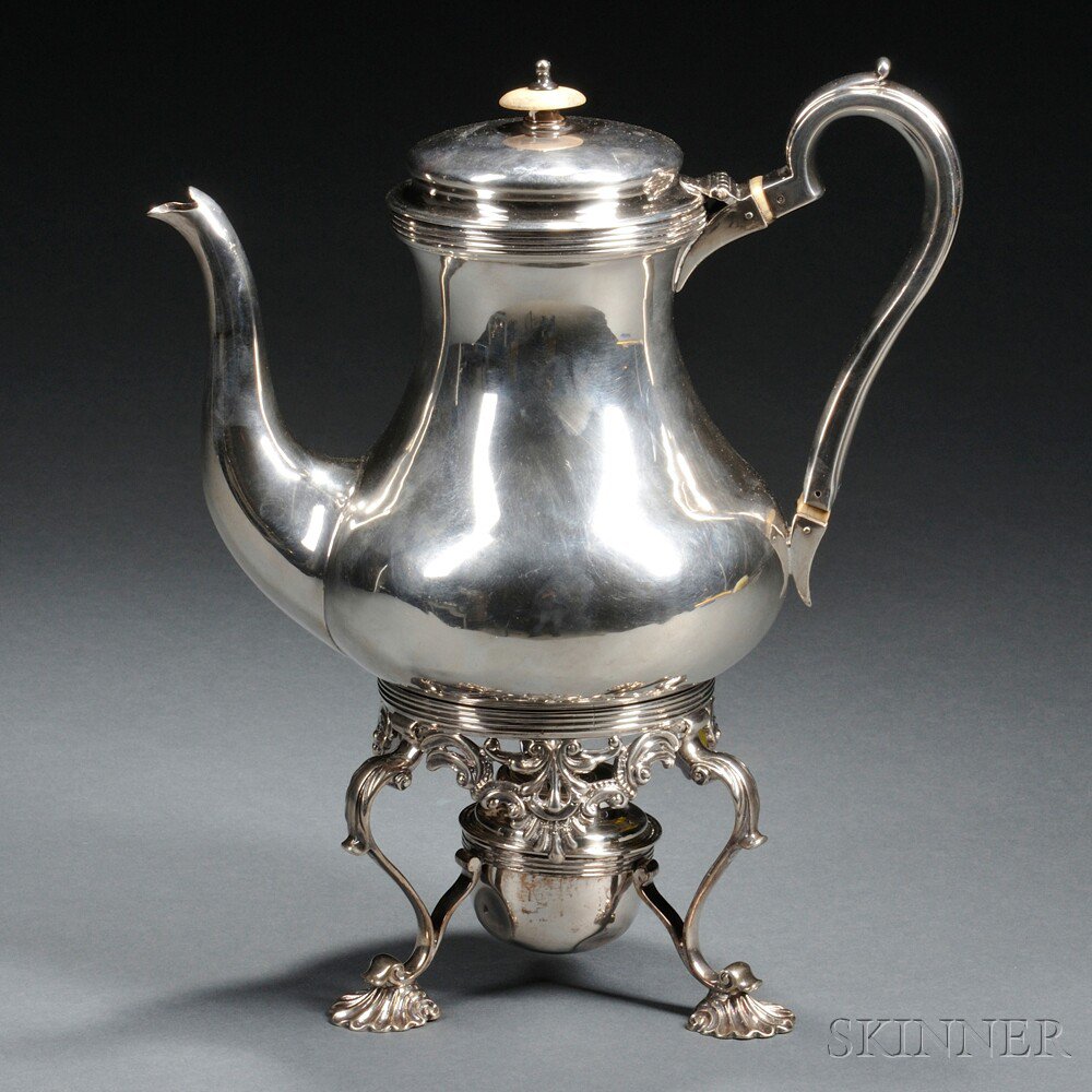 Appraisal: George IV Sterling Silver Teapot and Kettle Stand Dublin -