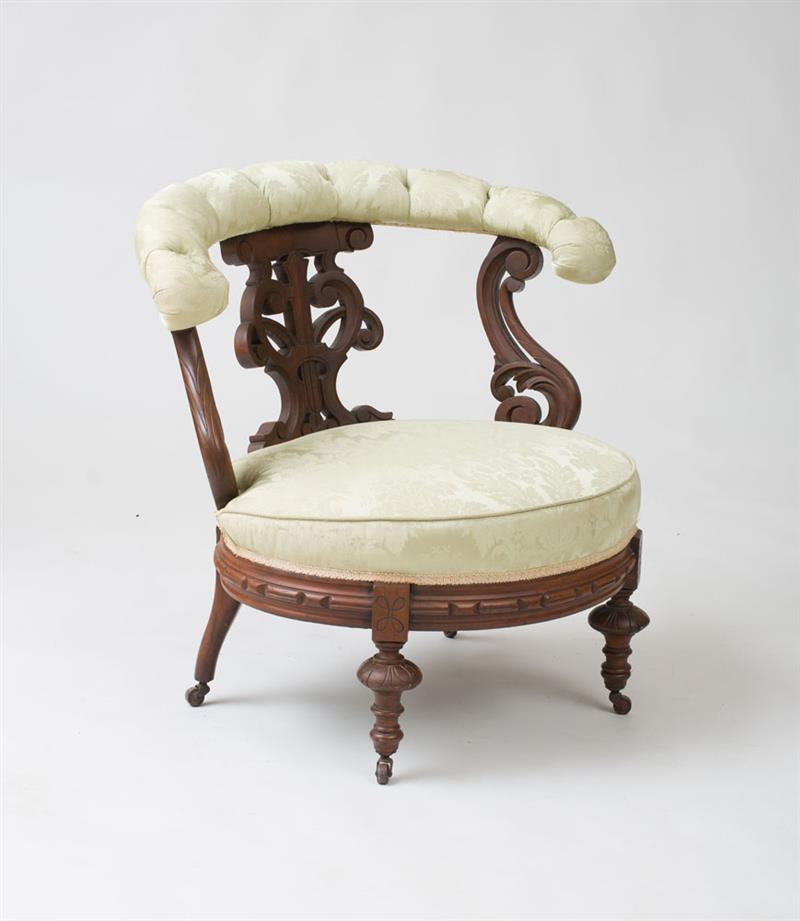 Appraisal: RENAISSANCE REVIVAL PARLOR CHAIR Carved walnut x x in Estate