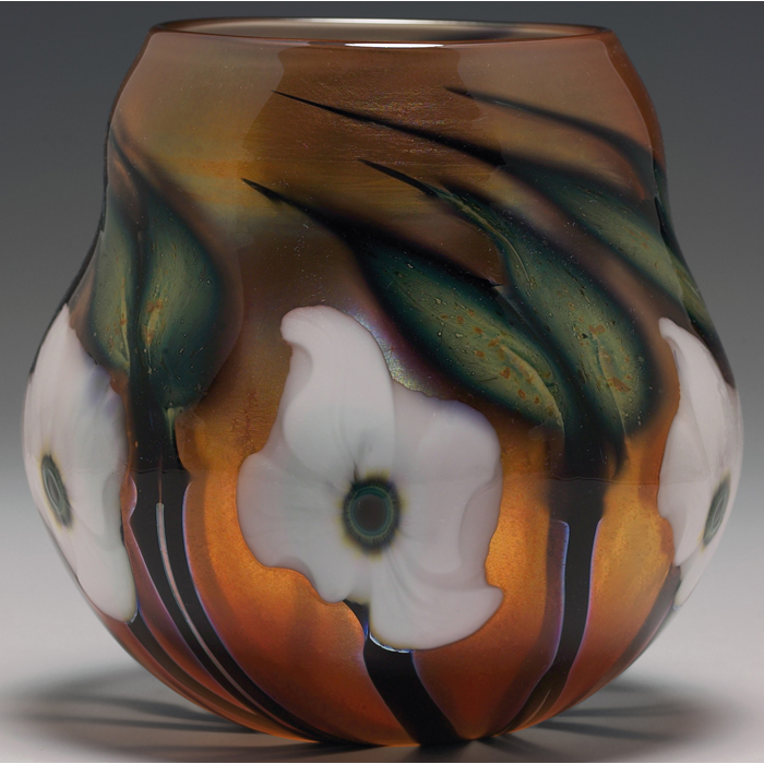 Appraisal: Charles Lotton Multi-Flora vase transparent glass with internal gold iridescence