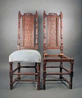 Appraisal: Two English Oak Side Chairs William and Mary c Each