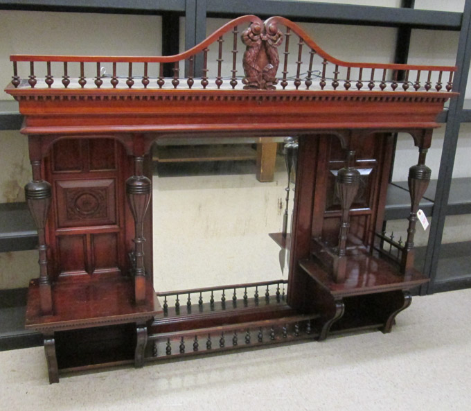 Appraisal: LATE VICTORIAN MAHOGANY OVERMANTEL ETAGERE American c centering a rectangular