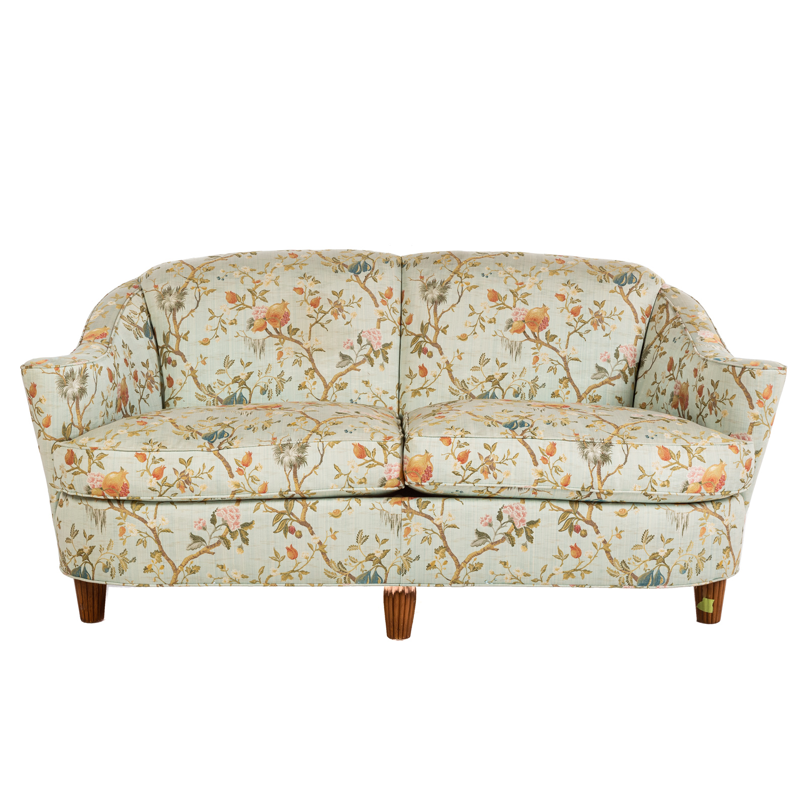 Appraisal: HICKORY CHAIR CUSTOM UPHOLSTERED SOFA th century with custom fruit