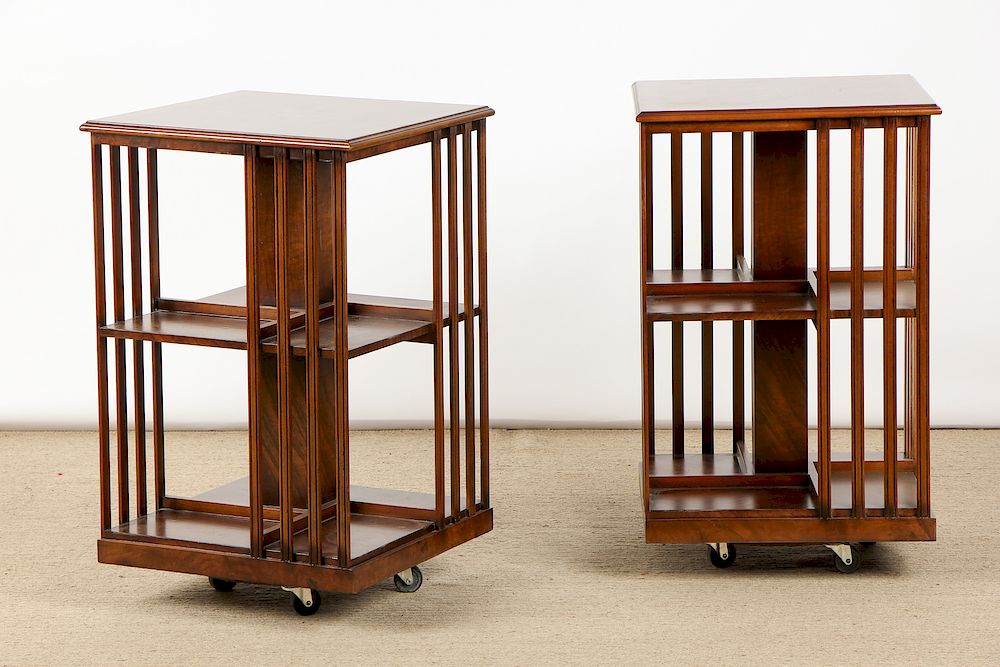 Appraisal: Pair of Modern Swivel Book Cases Pair of Modern Swivel