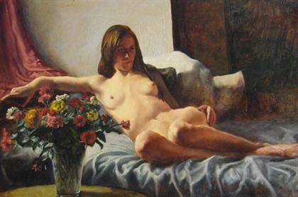 Appraisal: JASON B FISHER american th century NUDE WOMAN WITH AWARD