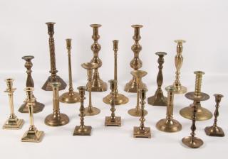 Appraisal: PIECE LOT OF ENGLISH STYLE BRASS CANDLESTICKS PIECE MISCELLANEOUS LOT