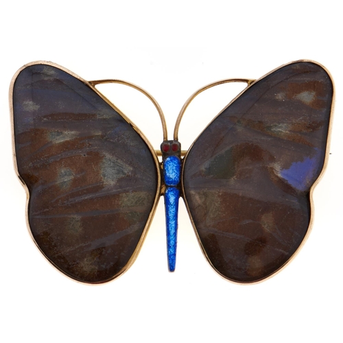 Appraisal: A butterfly wing and gold and enamel butterfly brooch London