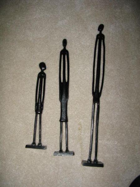 Appraisal: Giacometti Style Figurals cast metal set of three in in