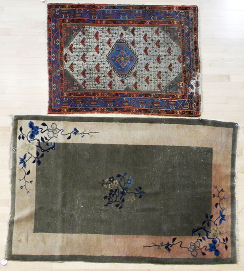 Appraisal: Chinese carpet ' x ' together with a Hamadan mat