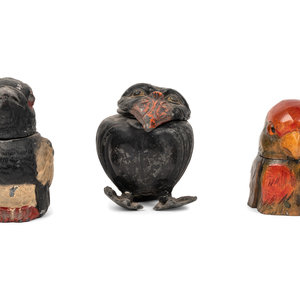 Appraisal: Three Bird Inkwells Late th Early th Century comprising a