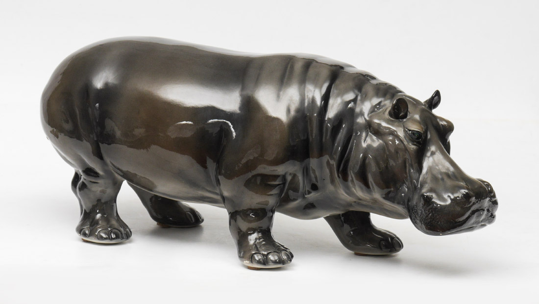 Appraisal: ITALIAN CERAMIC HIPPOPOTAMUS Signed on back foot Mourau Made in