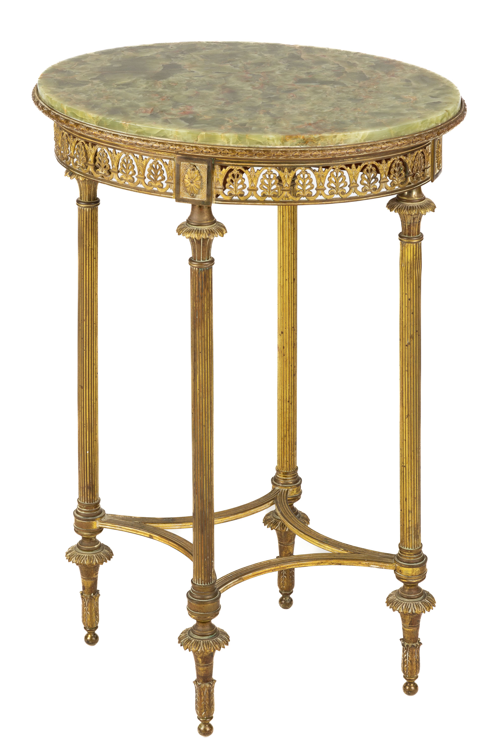 Appraisal: BRASS ONYX SIDE TABLE circa