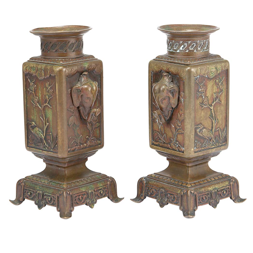 Appraisal: Companion Pair of Aesthetic Movement Style Gilt and Patinated-Bronze Diminutive