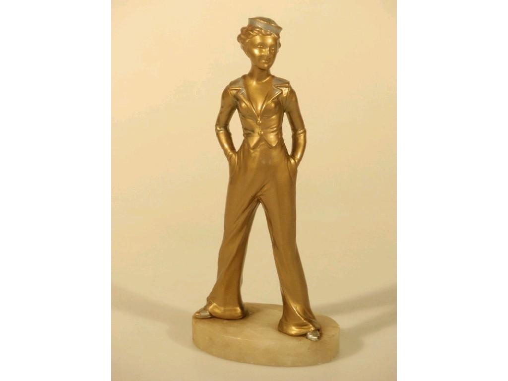 Appraisal: A 's Art Deco patinated metal figure of a standing