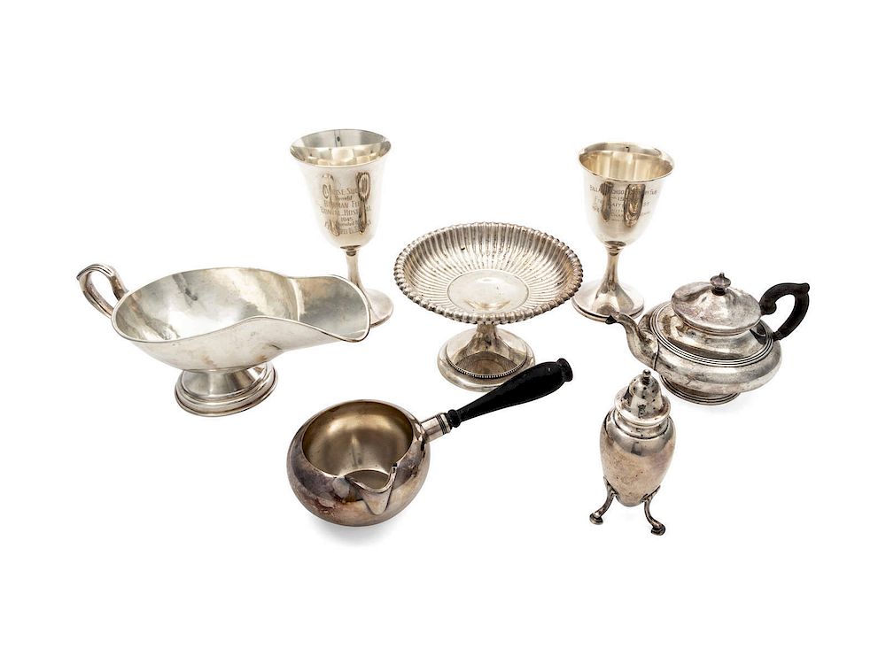 Appraisal: A Group of Six Silver Table Articles Various M A