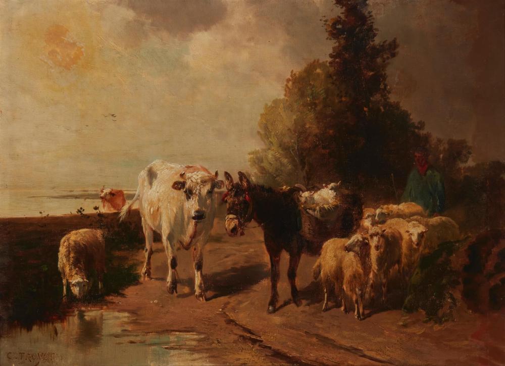 Appraisal: Constant Troyon - French Shepherd and his flock with cows