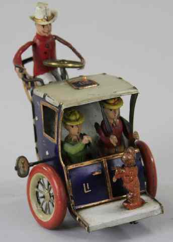 Appraisal: LEHMANN ''LILA'' HANSOM CAB Germany lithographed and hand painted tin