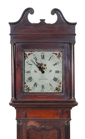 Appraisal: AN OAK AND MAHOGANY THIRTY HOUR LONGCASE CLOCK the square