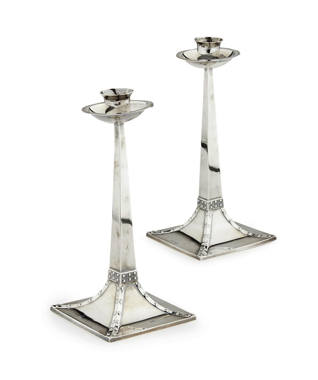 Appraisal: JAMES DIXON SONS SHEFFIELD PAIR OF SILVER CANDLESTICKS CIRCA each