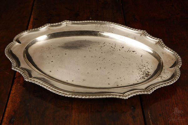 Appraisal: A George III sterling silver oval platter tray A George