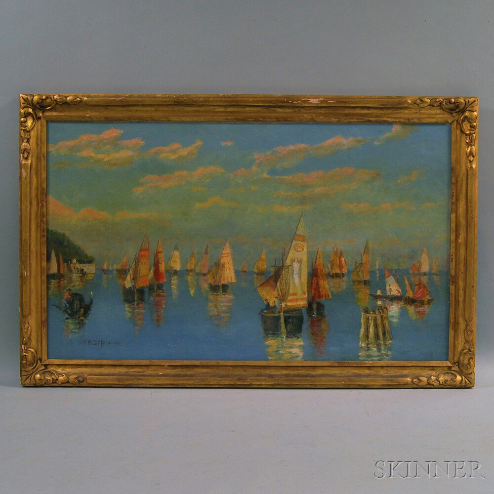 Appraisal: William Birdsall Gifford American - Sailboats Venice Signed W B