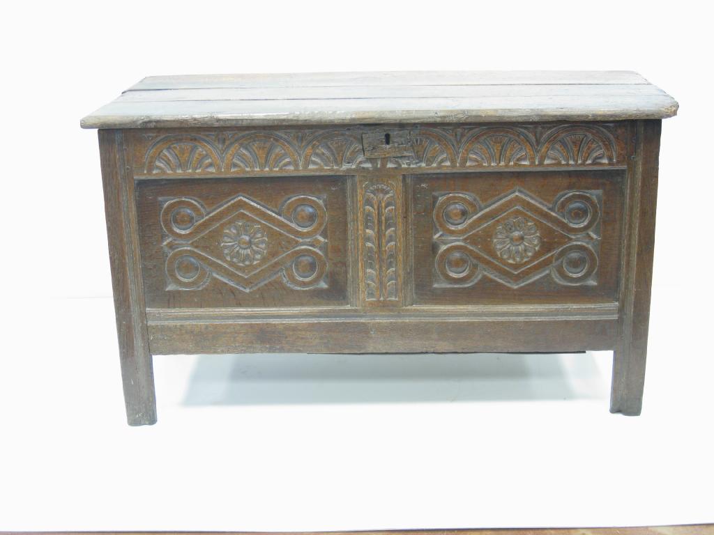 Appraisal: A th Century oak Dower Chest with plank lid above