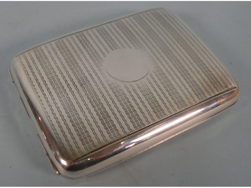 Appraisal: A silver cigarette case with engine turned decoration London oz