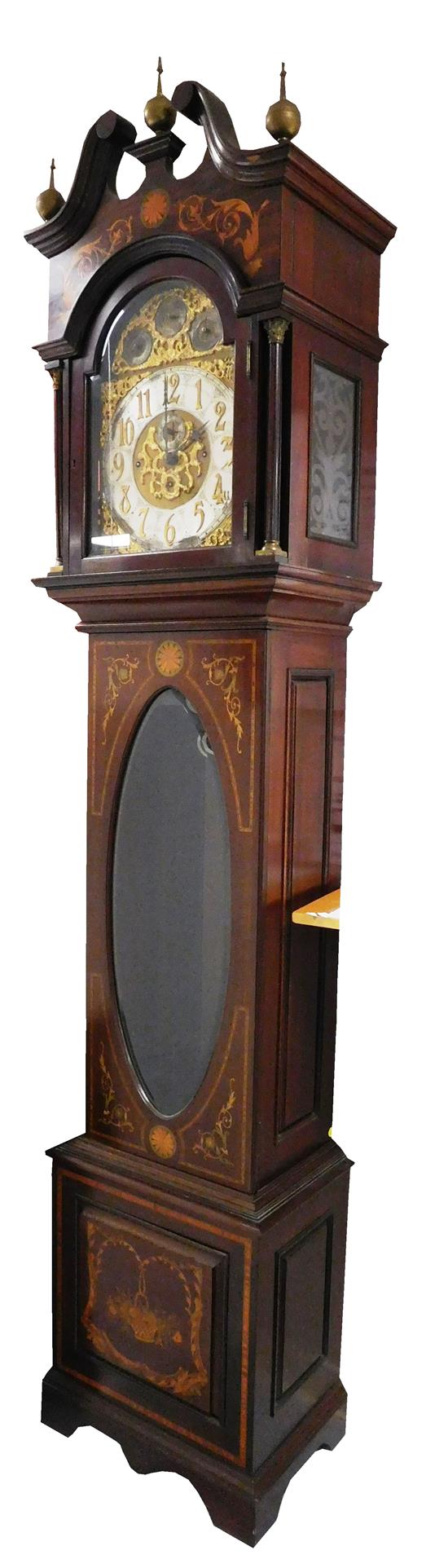 Appraisal: CLOCK Late th early th C unmarked nine-tube tall case