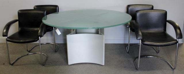 Appraisal: Modern Gino Saporitti Glass Top Table and Chairs Chairs with