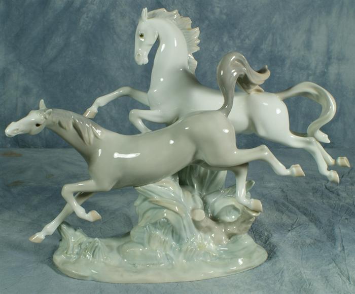 Appraisal: Lladro double running horse figurine tall x long no damage