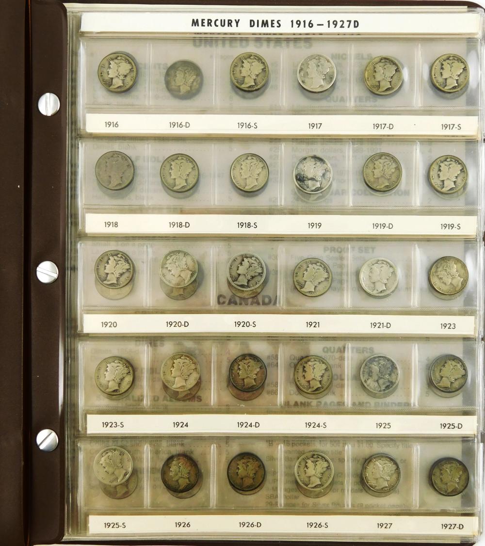 Appraisal: COINS Mercury Dime Set complete except for the -D and