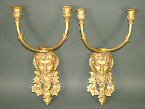 Appraisal: A pair of Continental neo-classical style ormolu twin branch wall